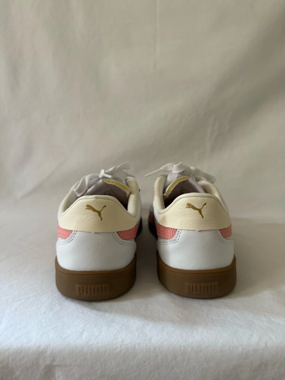 Puma White & Pink Gum Sole Low Top Sneakers